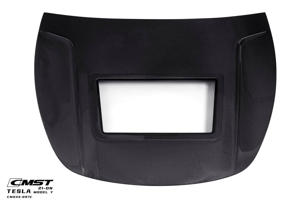 CMST - TESLA MODEL Y TRANSPARENT GLASS CARBON FIBRE BONNET HOOD - Aero Carbon UK