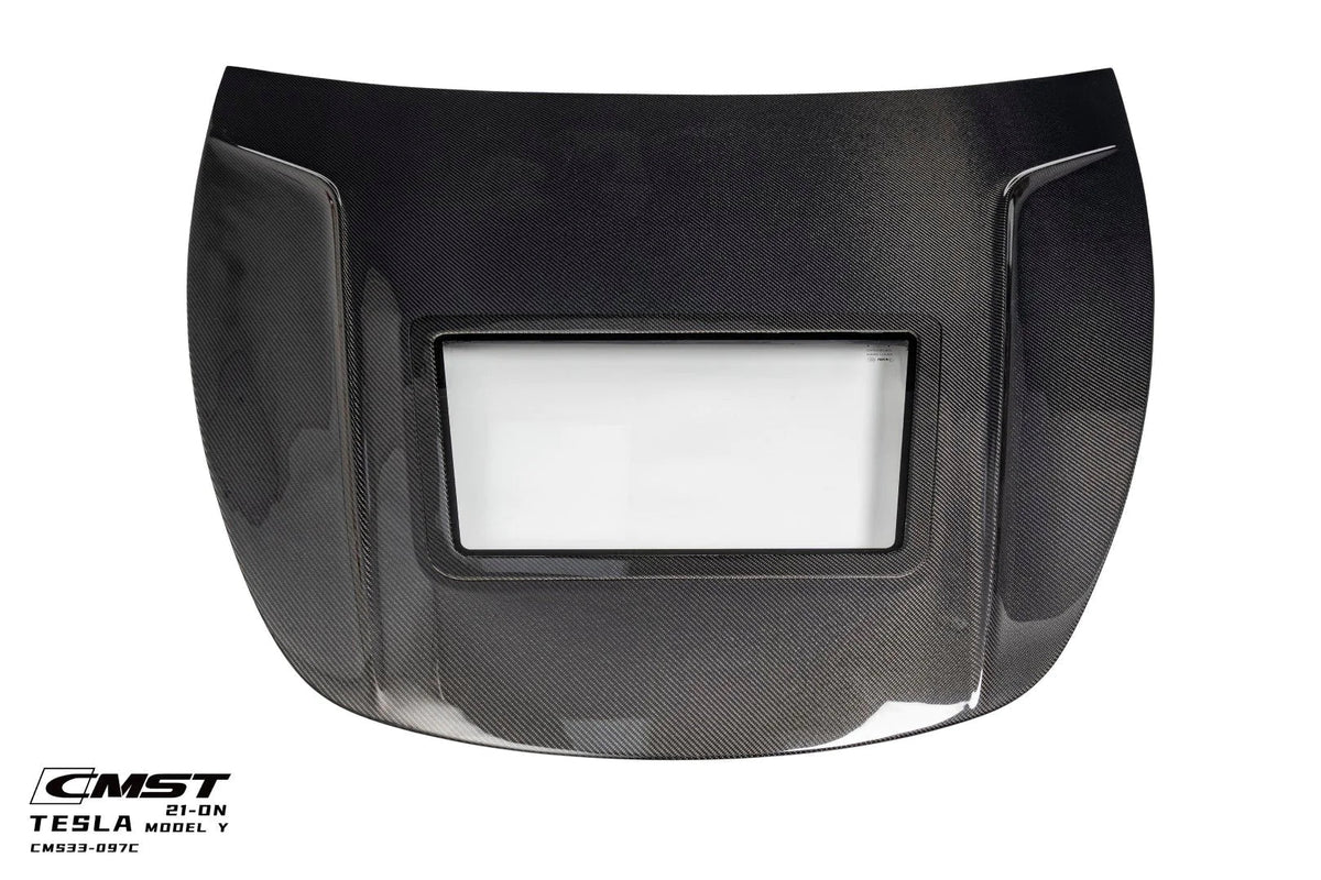 CMST - TESLA MODEL Y TRANSPARENT GLASS CARBON FIBRE BONNET HOOD - Aero Carbon UK