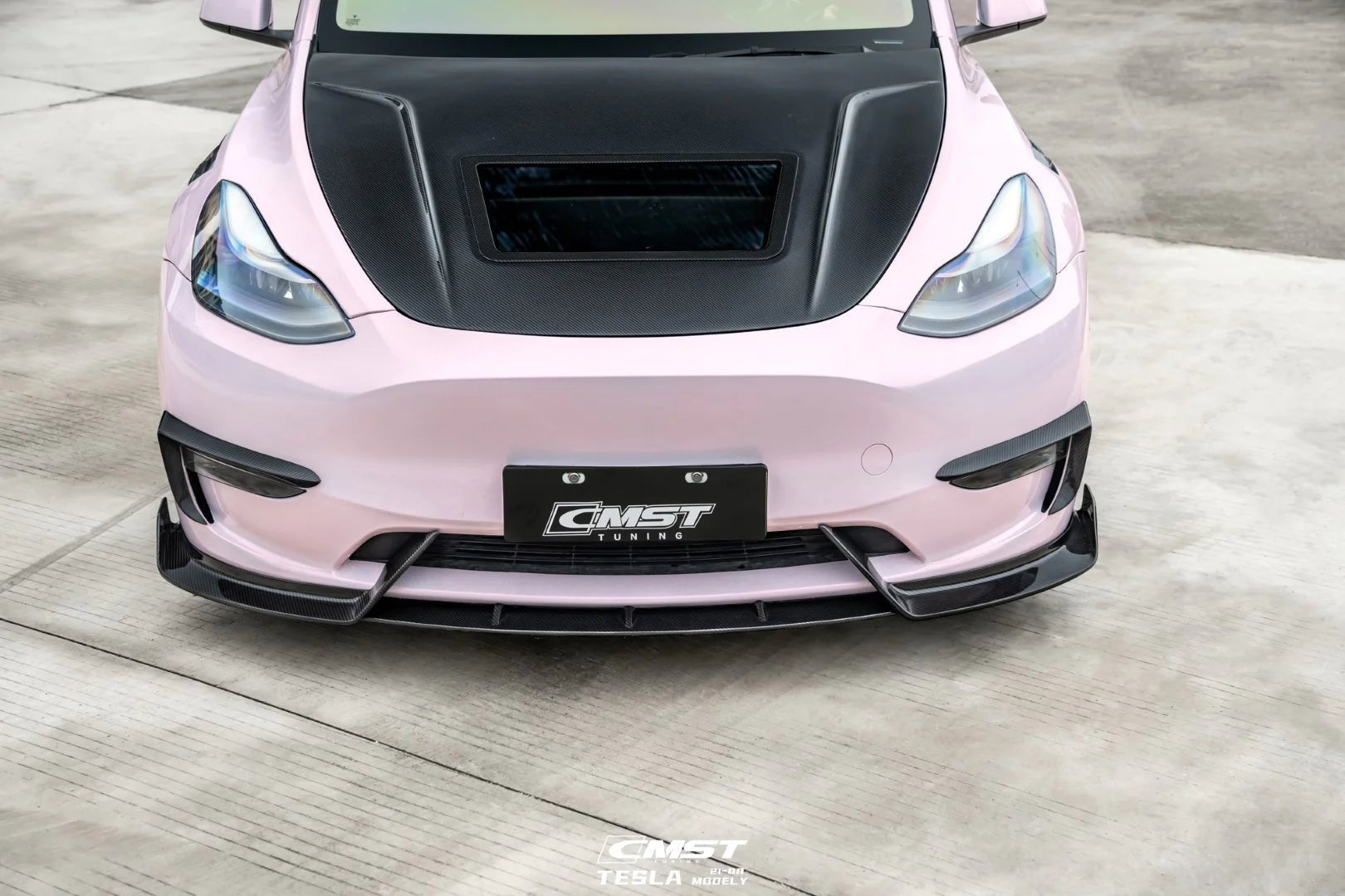 CMST - TESLA MODEL Y TRANSPARENT GLASS CARBON FIBRE BONNET HOOD - Aero Carbon UK