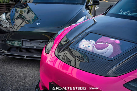 CMST - TESLA MODEL Y TRANSPARENT GLASS CARBON FIBRE BONNET HOOD - Aero Carbon UK