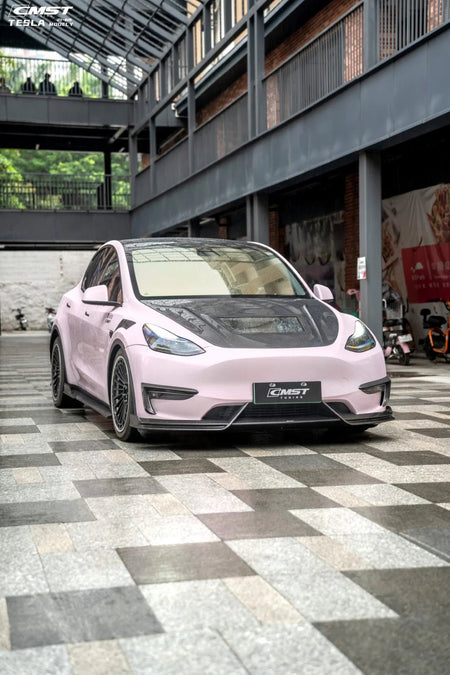 CMST - TESLA MODEL Y TRANSPARENT GLASS CARBON FIBRE BONNET HOOD - Aero Carbon UK