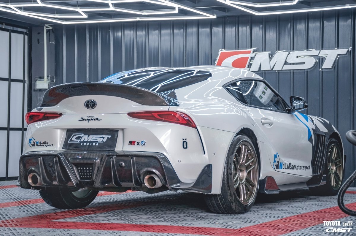 Supra Rear Clam Shell CMST - TOYOTA GR SUPRA CARBON FIBRE DUCKTAIL REAR SPOILER – Aero Carbon UK
