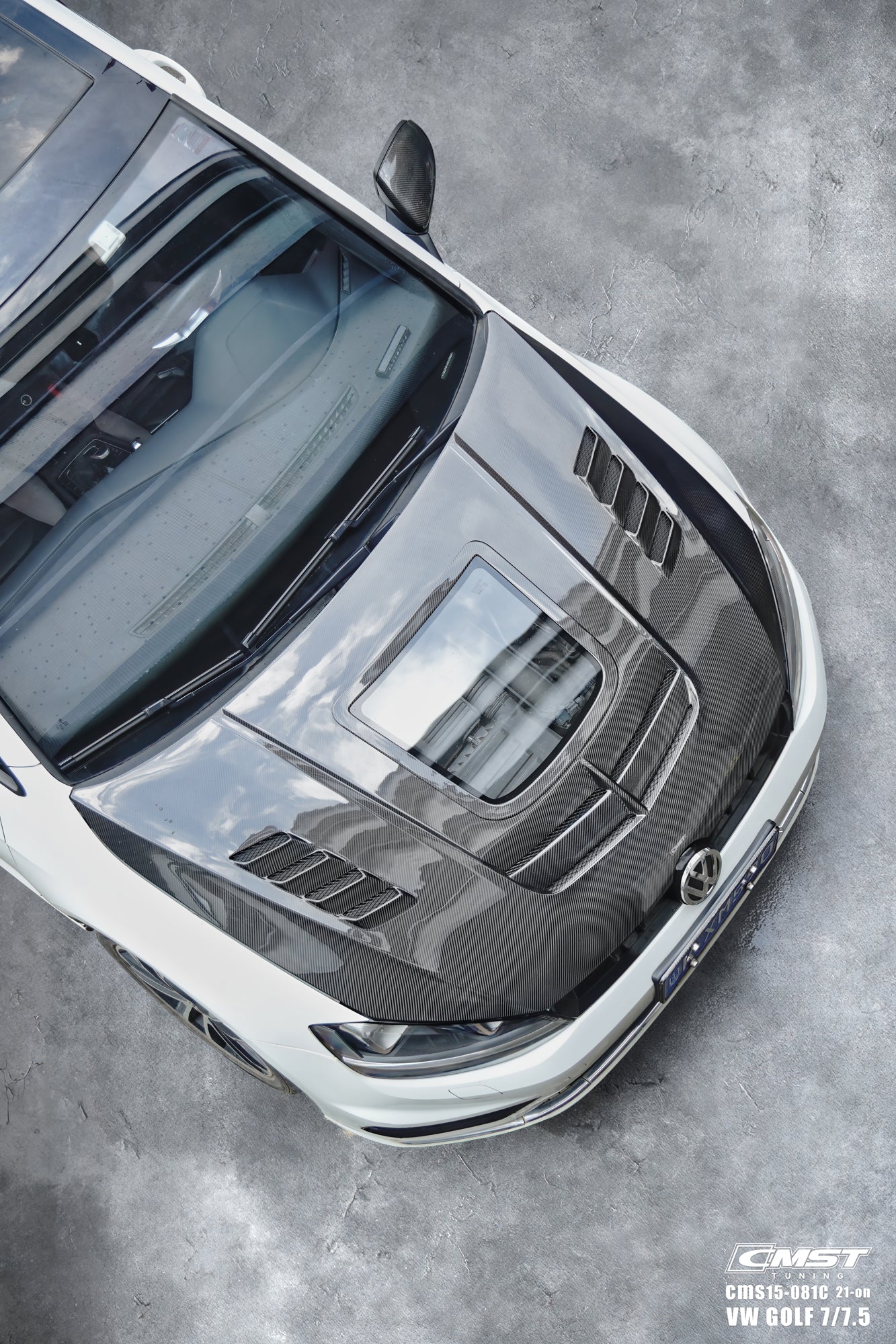 CMST - VOLKSWAGEN GOLF GTI / GOLF R MK7 MK7.5 CARBON FIBRE TRANSPARENT HOOD BONNET V2 - Aero Carbon UK