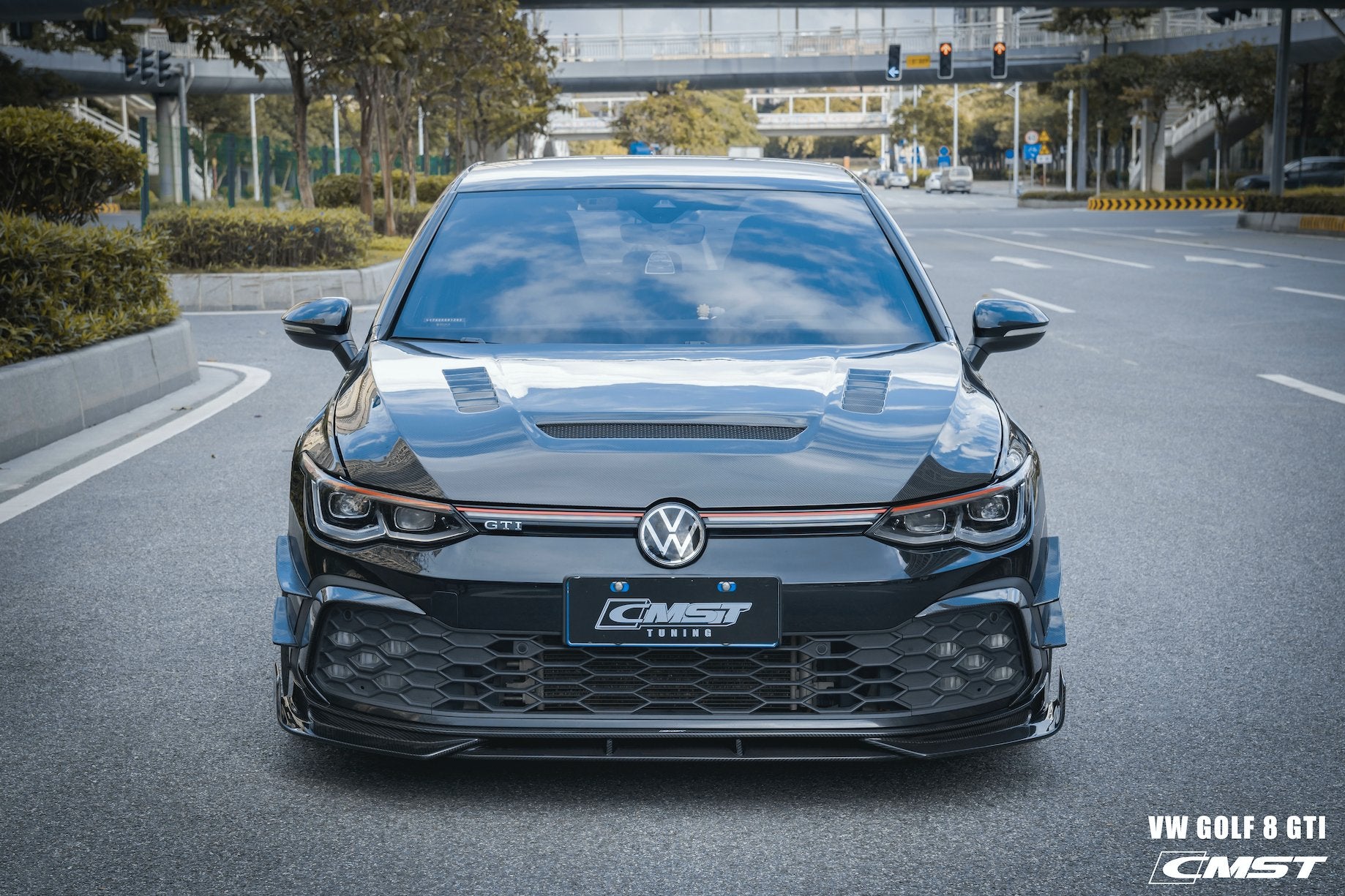 CMST- VOLKSWAGEN GOLF MK8 GTI / R LINE CARBON FIBRE FRONT BONNET HOOD V1 - Aero Carbon UK