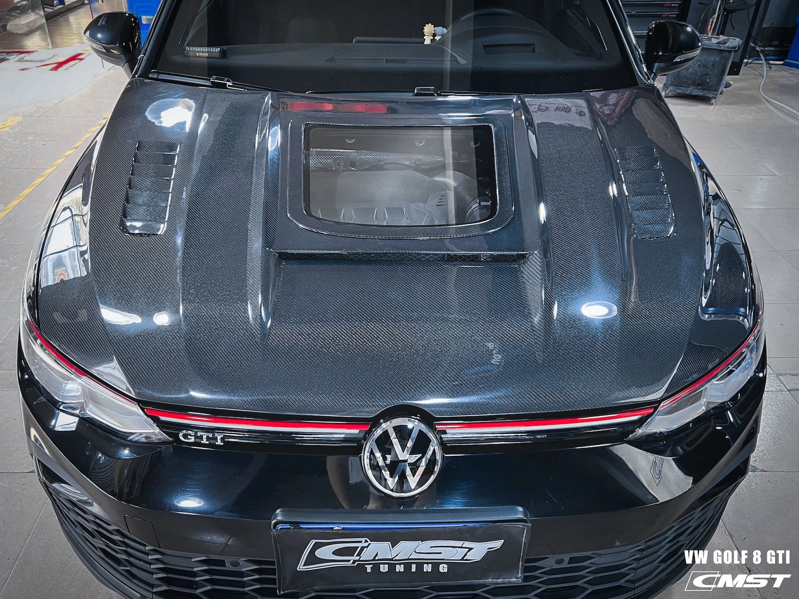 CMST- VOLKSWAGEN GOLF MK8 GTI / R LINE CARBON FIBRE FRONT BONNET HOOD V2 - Aero Carbon UK