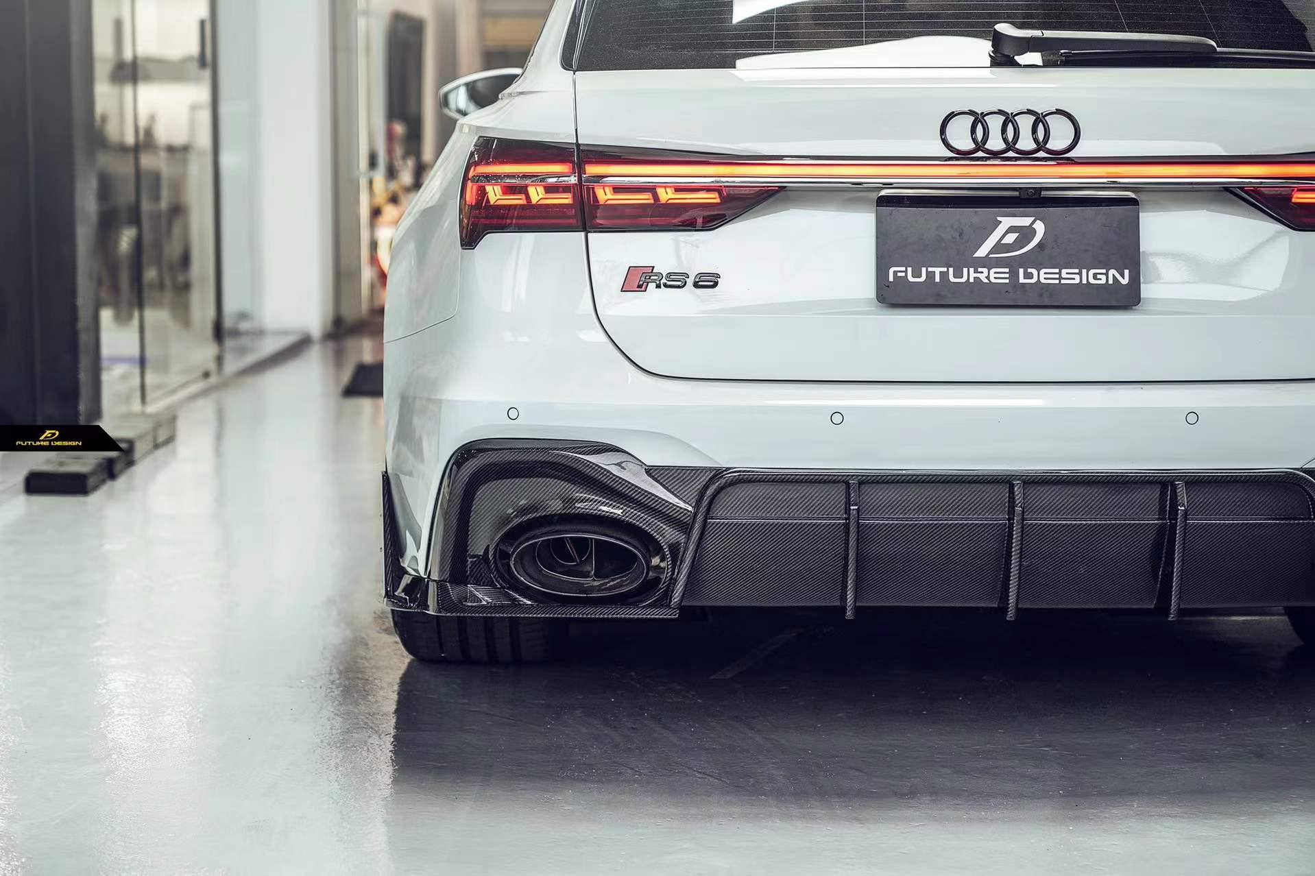 FUTURE DESIGN - AUDI RS6 RS7 C8 DRY CARBON FIBRE REAR DIFFUSER & CANAR ...