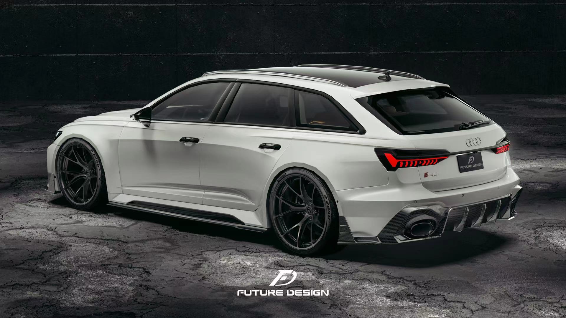 FUTURE DESIGN - AUDI RS6 RS7 C8 DRY CARBON FIBRE REAR DIFFUSER & CANARDS ( BLAZE KIT) - Aero Carbon UK