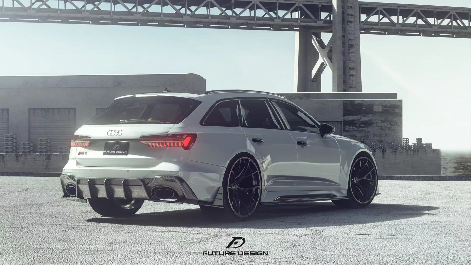 FUTURE DESIGN - AUDI RS6 RS7 C8 DRY CARBON FIBRE REAR DIFFUSER & CANARDS ( BLAZE KIT) - Aero Carbon UK