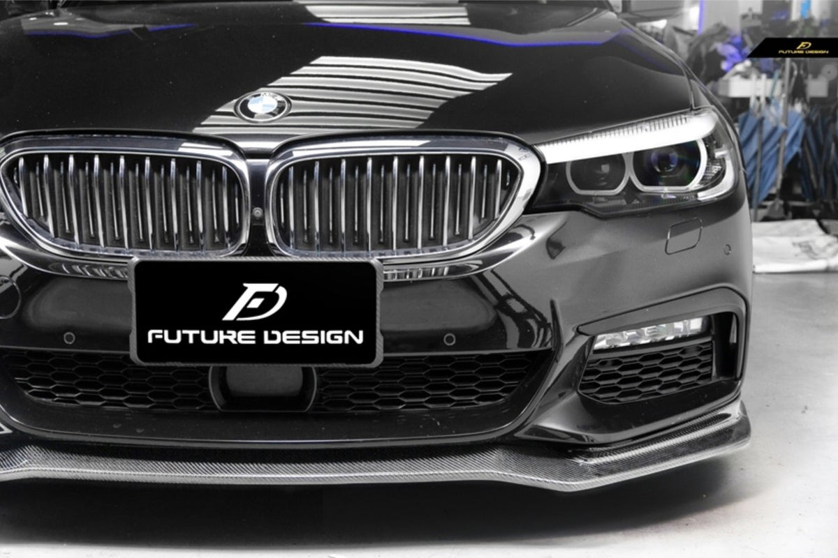 FUTURE DESIGN - BMW 5 SERIES G30 PRE LCI CARBON FIBRE FRONT LIP ( CC STYLE ) - Aero Carbon UK