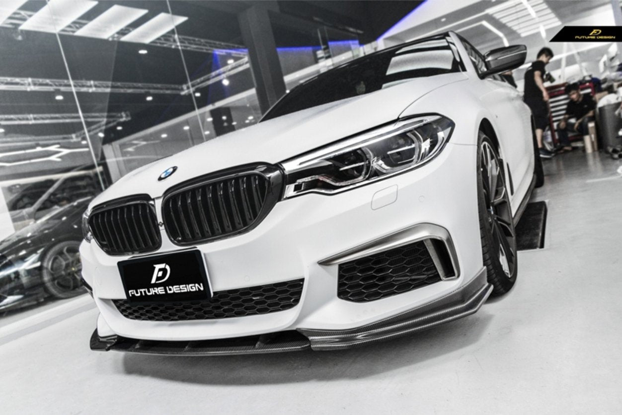 FUTURE DESIGN - BMW 5 SERIES G30 PRE LCI CARBON FIBRE FRONT LIP ( GT STYLE ) - Aero Carbon UK