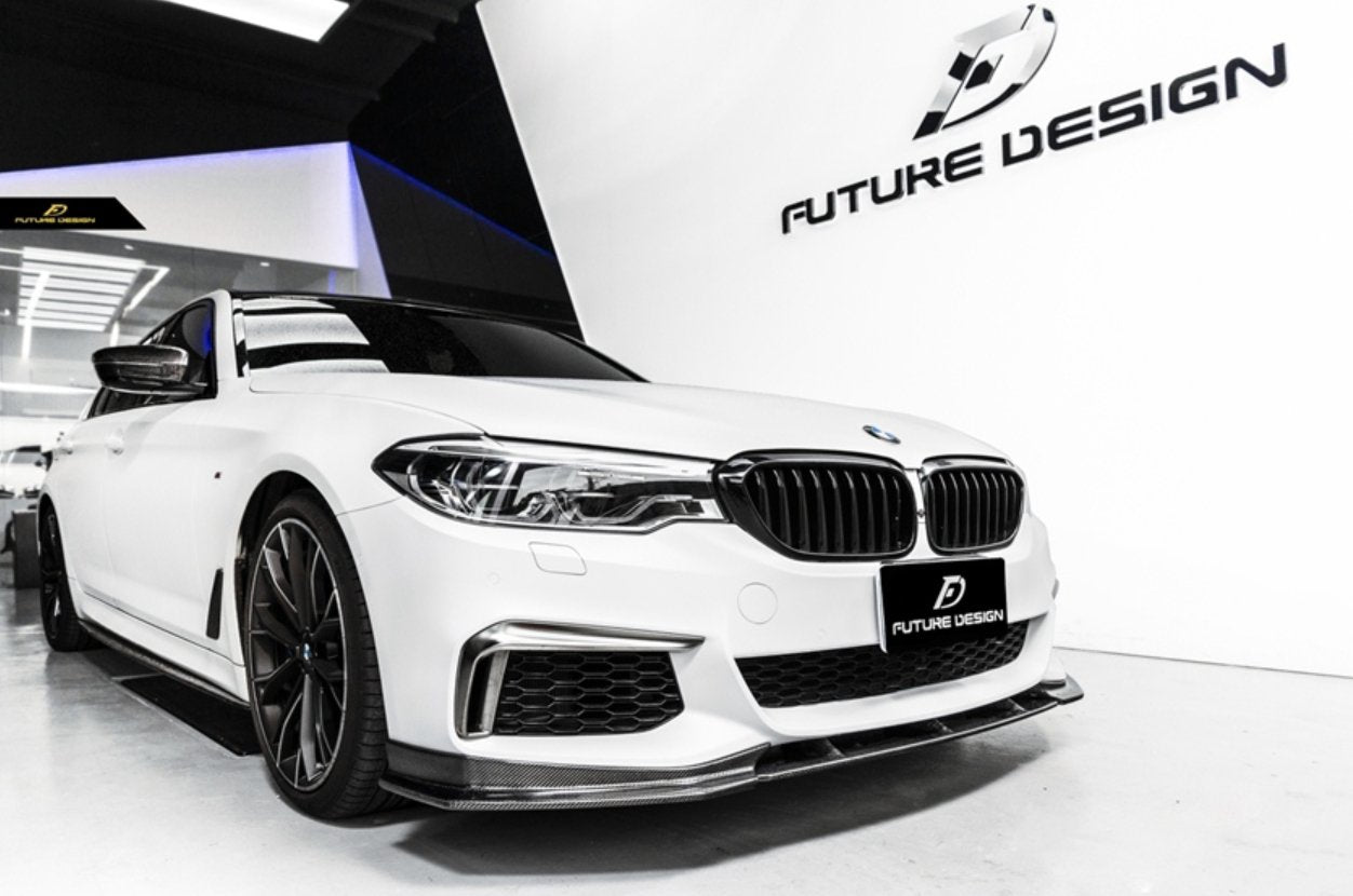 FUTURE DESIGN - BMW 5 SERIES G30 PRE LCI CARBON FIBRE FRONT LIP ( GT STYLE ) - Aero Carbon UK