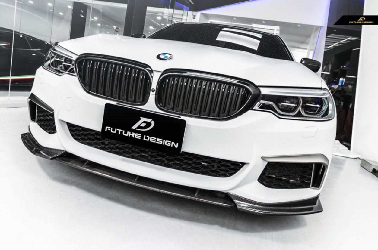 FUTURE DESIGN - BMW 5 SERIES G30 PRE LCI CARBON FIBRE FRONT LIP ( GT STYLE ) - Aero Carbon UK