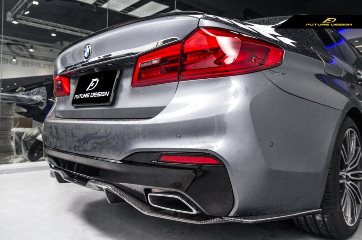 FUTURE DESIGN - BMW 5 SERIES G30 PRE LCI CARBON FIBRE REAR BUMPER SIDE SKIRT ( FD STYLE ) - Aero Carbon UK
