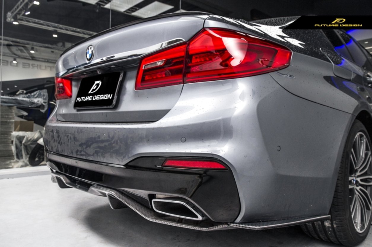 FUTURE DESIGN - BMW 5 SERIES G30 PRE LCI CARBON FIBRE REAR BUMPER SIDE SKIRT ( FD STYLE ) - Aero Carbon UK