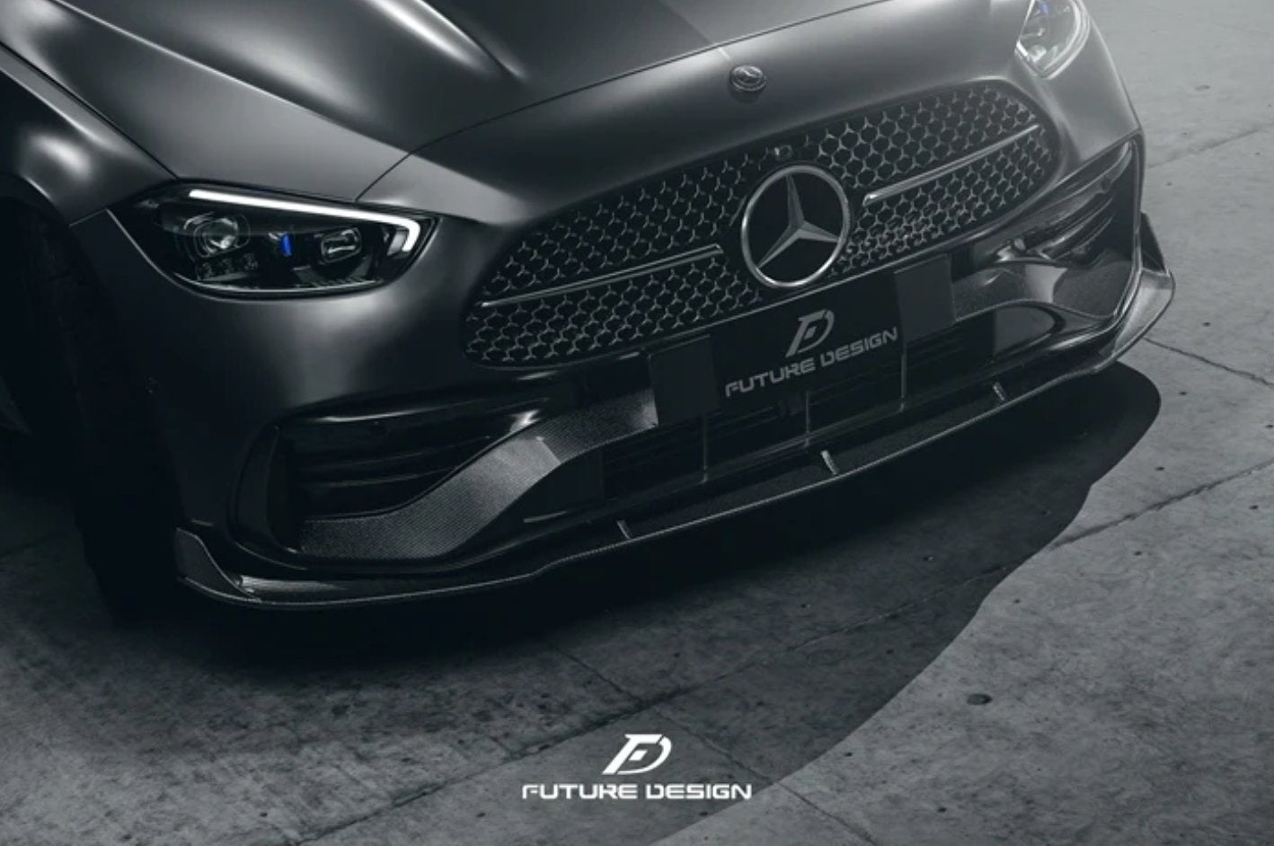 FUTURE DESIGN - MERCEDES BENZ W206 C CLASS C300 CARBON FIBRE FRONT LIP - Aero Carbon UK