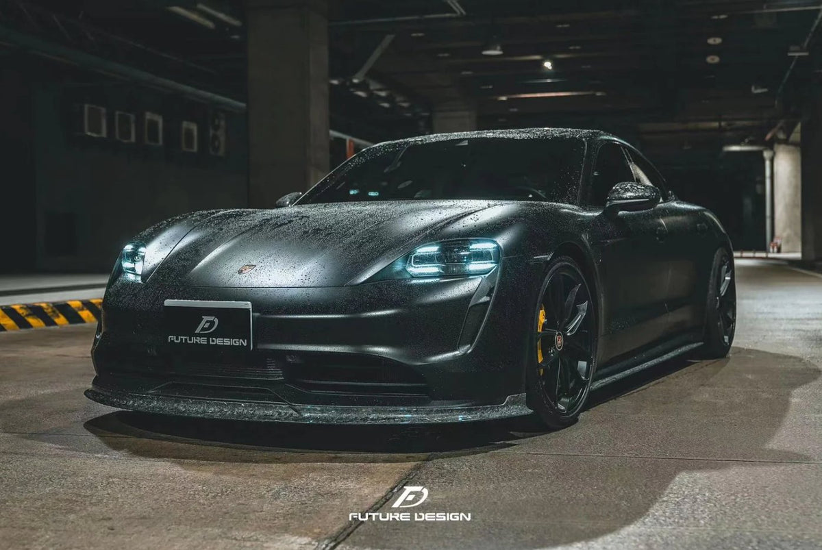 FUTURE DESIGN - PORSCHE TAYCAN CARBON FIBRE FRONT LIP SPLITTER - Aero Carbon UK
