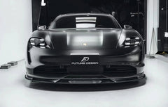 FUTURE DESIGN - PORSCHE TAYCAN CARBON FIBRE FRONT LIP SPLITTER V2 - Aero Carbon UK