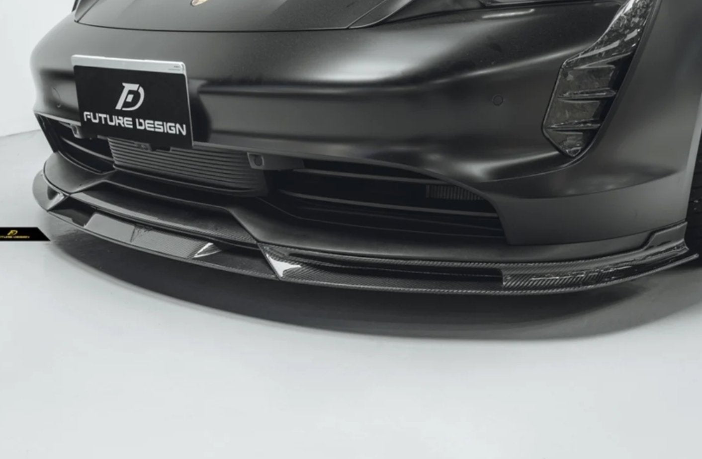 FUTURE DESIGN - PORSCHE TAYCAN CARBON FIBRE FRONT LIP SPLITTER V2 - Aero Carbon UK