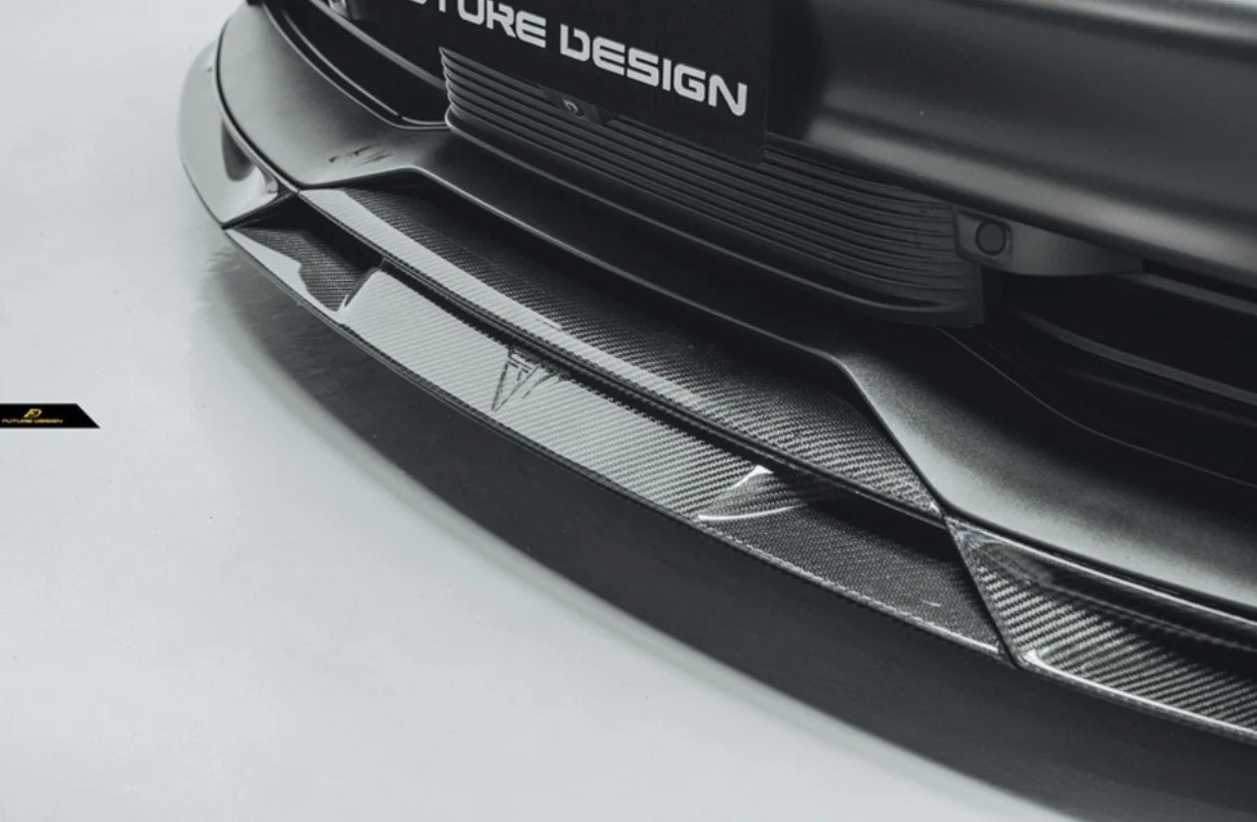 FUTURE DESIGN - PORSCHE TAYCAN CARBON FIBRE FRONT LIP SPLITTER V2 - Aero Carbon UK