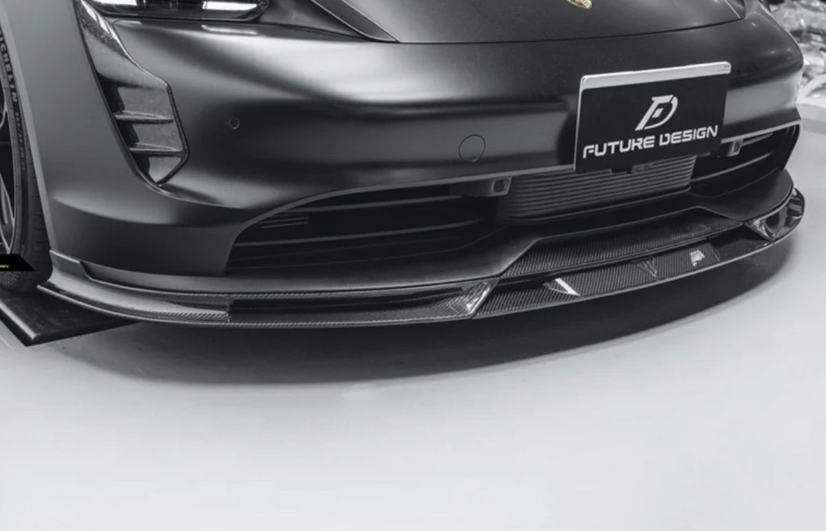 FUTURE DESIGN - PORSCHE TAYCAN CARBON FIBRE FRONT LIP SPLITTER V2 - Aero Carbon UK