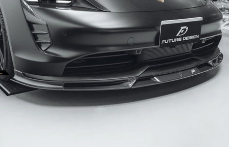 FUTURE DESIGN - PORSCHE TAYCAN CARBON FIBRE FRONT LIP SPLITTER V2 - Aero Carbon UK