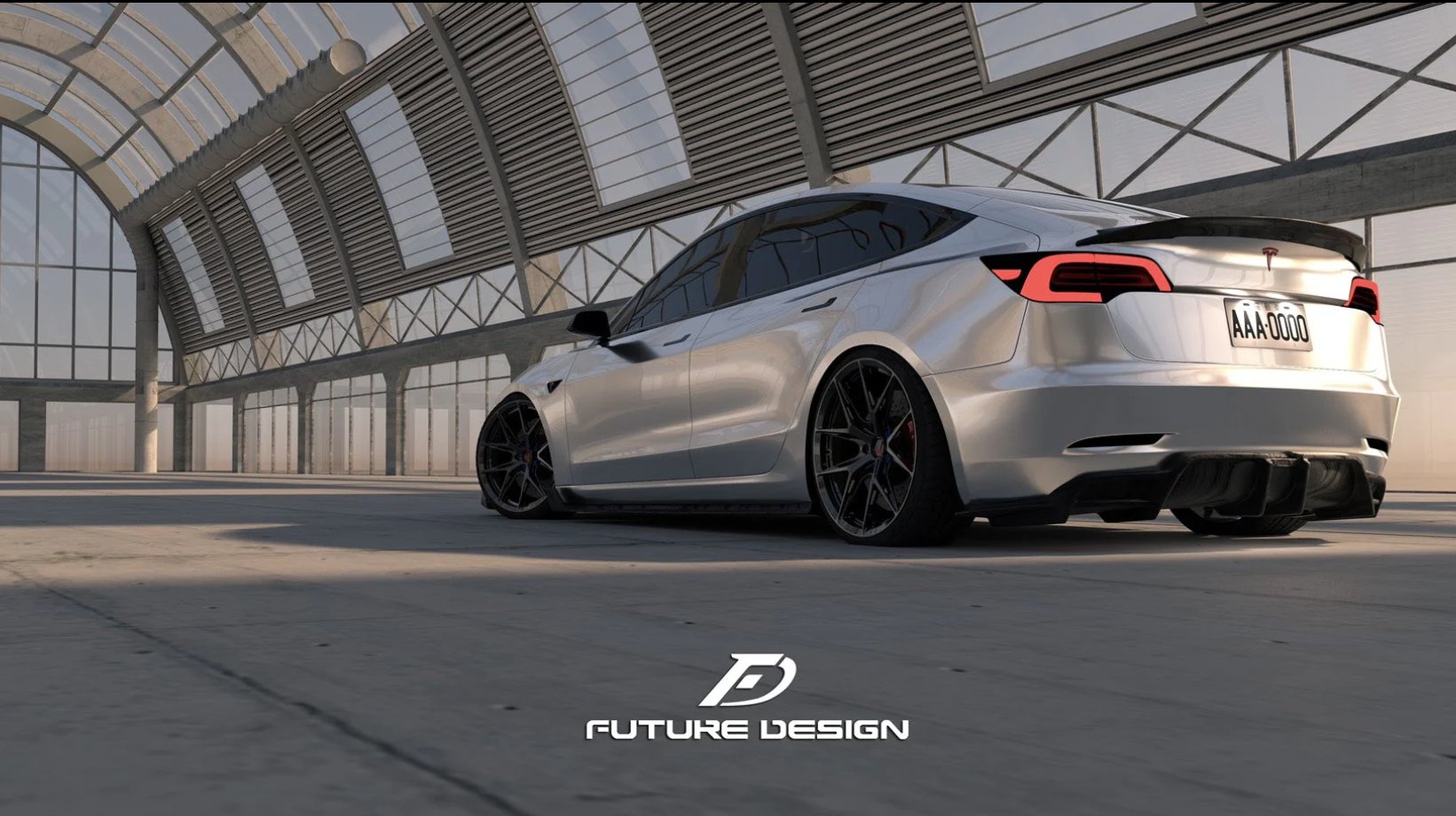 FUTURE DESIGN - TESLA MODEL 3 DRY CARBON REAR DIFFUSER - Aero Carbon UK