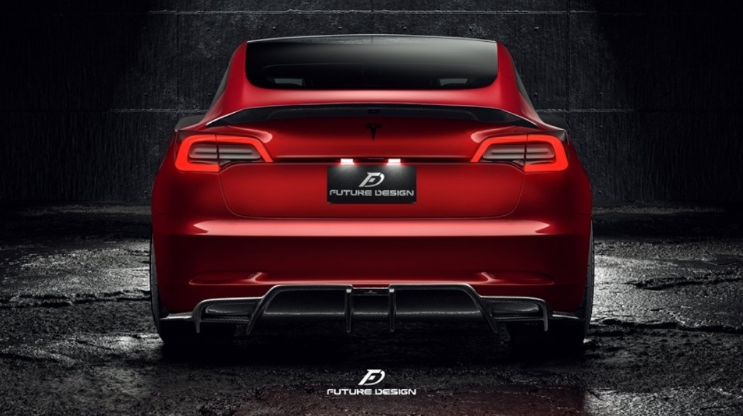 FUTURE DESIGN - TESLA MODEL 3 DRY CARBON REAR DIFFUSER - Aero Carbon UK