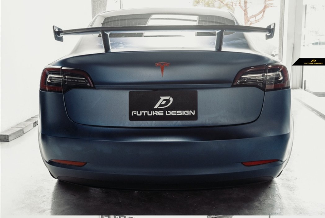 FUTURE DESIGN - TESLA MODEL 3 DRY CARBON REAR WING SPOILER - Aero Carbon UK