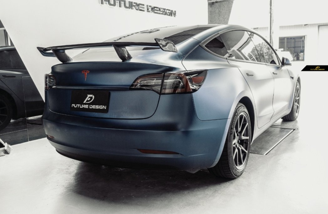 FUTURE DESIGN - TESLA MODEL 3 DRY CARBON REAR WING SPOILER - Aero Carbon UK