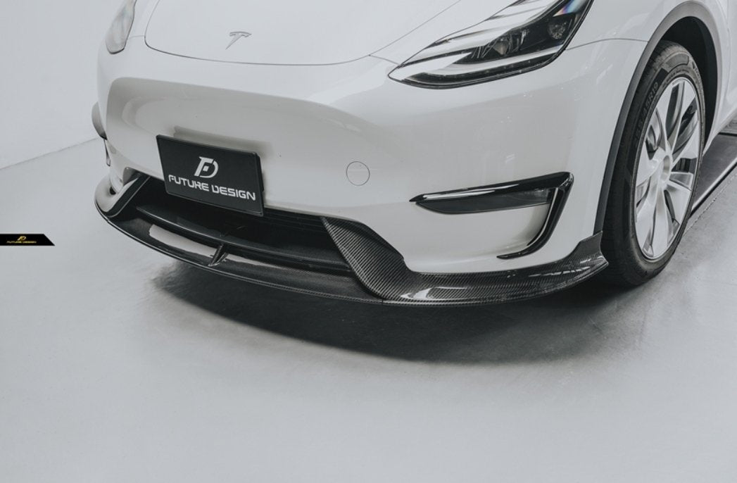 FUTURE DESIGN - TESLA MODEL Y DRY CARBON FIBRE FRONT LIP - Aero Carbon UK