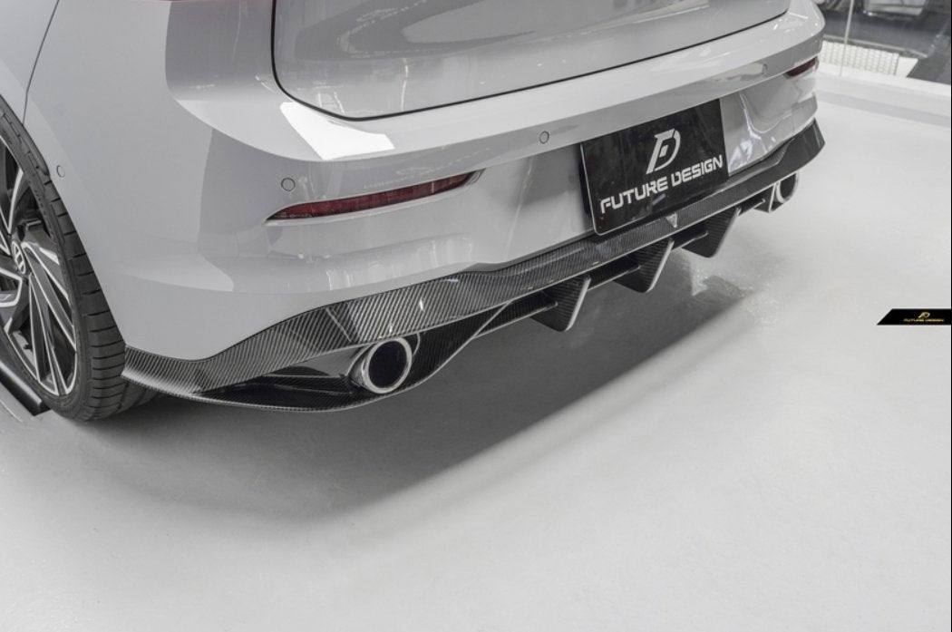 FUTURE DESIGN - VOLKSWAGEN GOLF MK8 GTI / R LINE CARBON FIBRE REAR DIFFUSER - Aero Carbon UK