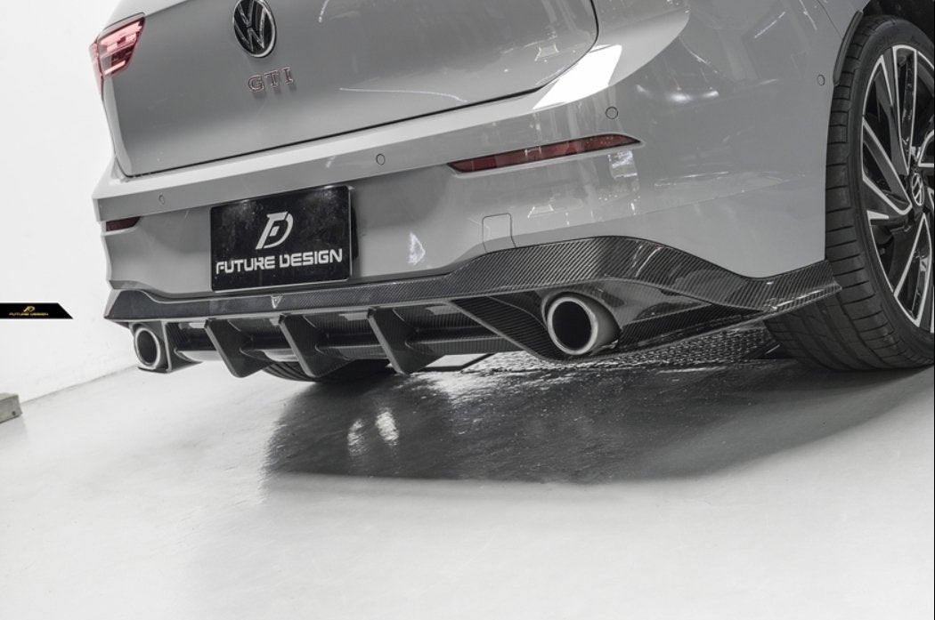 FUTURE DESIGN - VOLKSWAGEN GOLF MK8 GTI / R LINE CARBON FIBRE REAR DIFFUSER - Aero Carbon UK