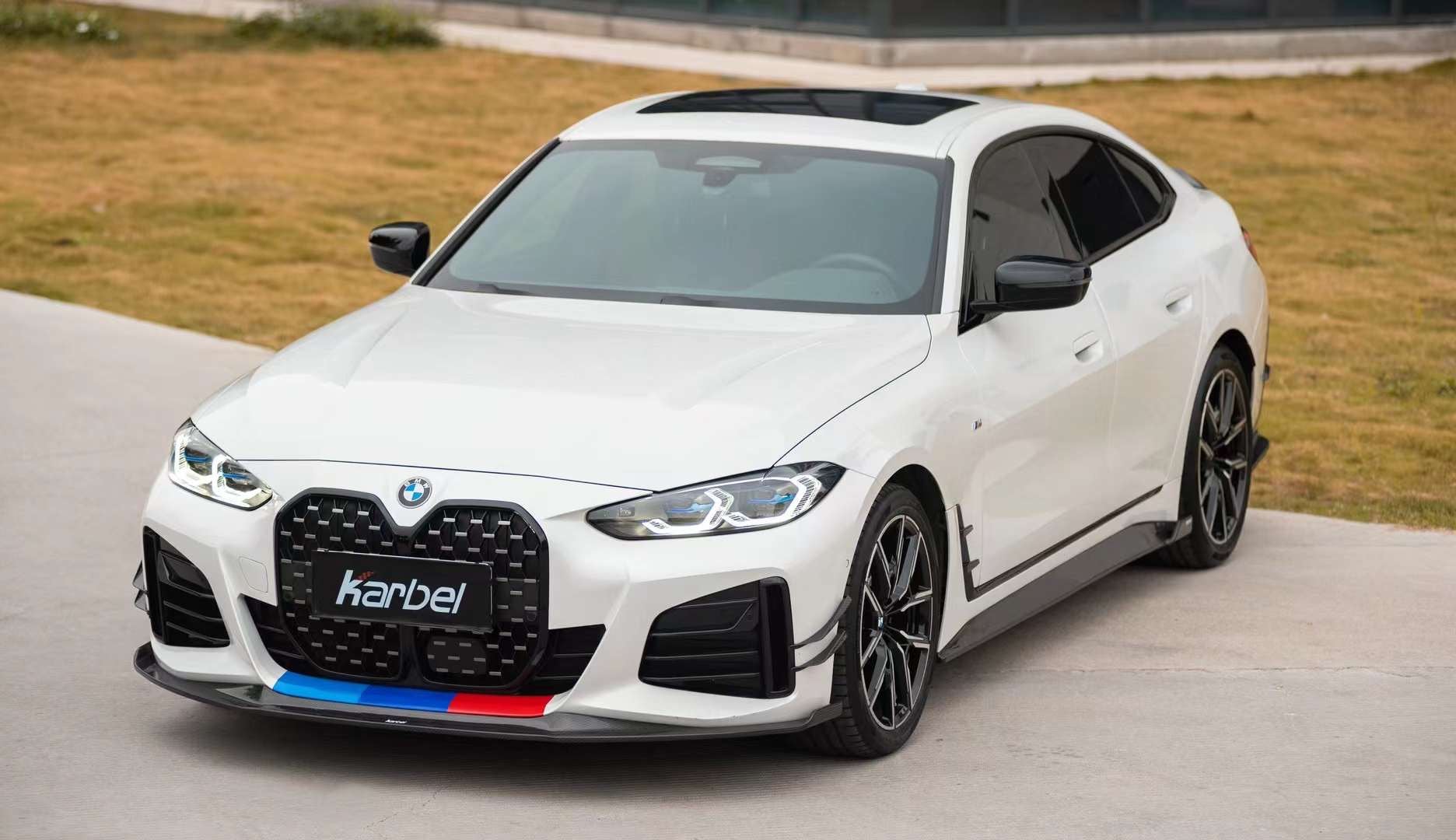 KARBEL - BMW i4 / 4 SERIES GRAN COUPE G26 CARBON FIBRE FRONT BUMPER CANARDS - Aero Carbon UK