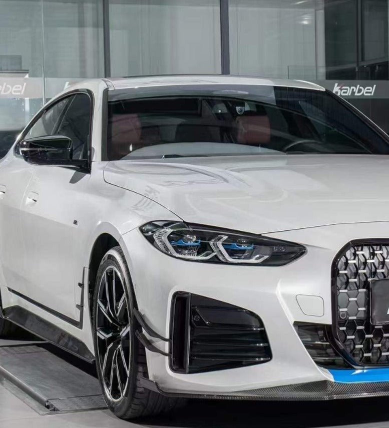 KARBEL - BMW i4 / 4 SERIES GRAN COUPE G26 CARBON FIBRE FRONT BUMPER CANARDS - Aero Carbon UK
