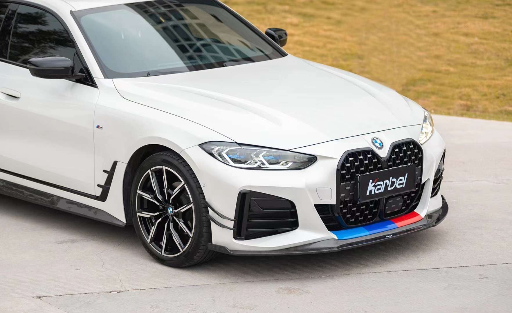 KARBEL - BMW i4 / 4 SERIES GRAN COUPE G26 CARBON FIBRE FRONT BUMPER CANARDS - Aero Carbon UK