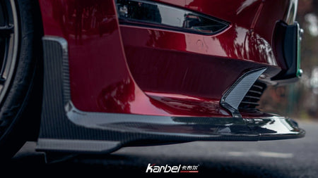KARBEL - TESLA MODEL 3 DRY CARBON FIBRE FRONT LIP SPLITTER - Aero Carbon UK