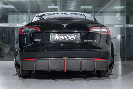 KARBEL - TESLA MODEL 3 DRY CARBON FIBRE LED REAR DIFFUSER - Aero Carbon UK