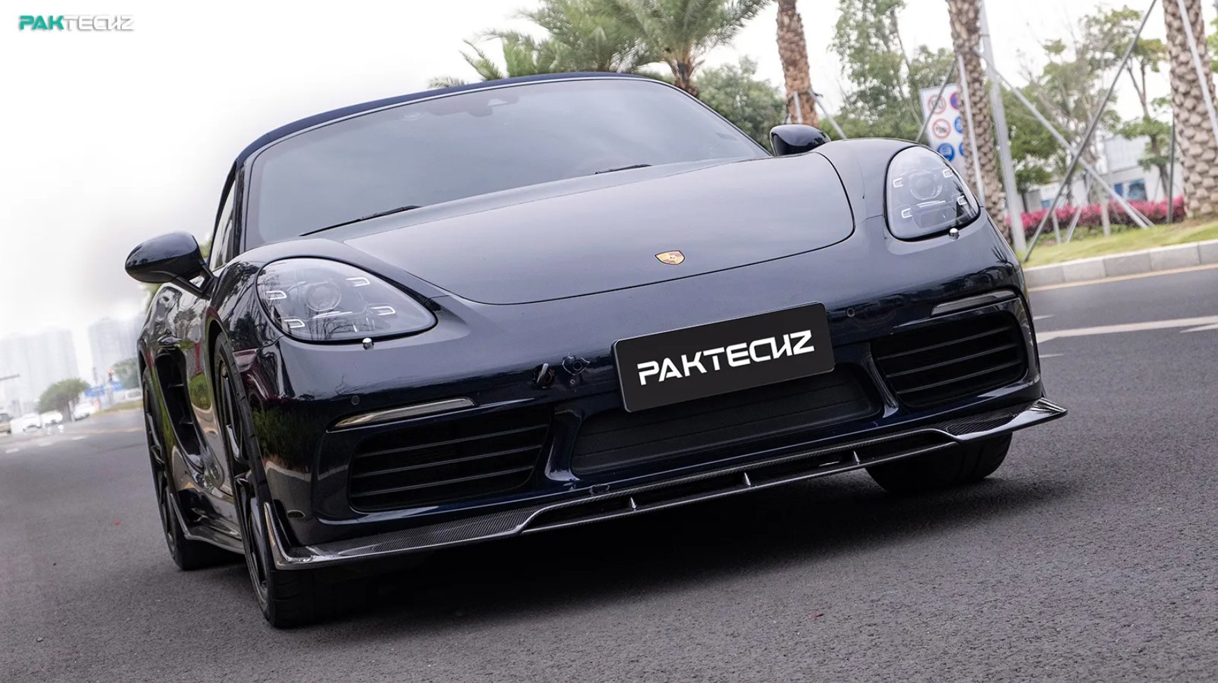 PAKTECHZ - PORSCHE CAYMAN / BOXSTER 718 DRY CARBON FIBRE FRONT LIP - Aero Carbon UK