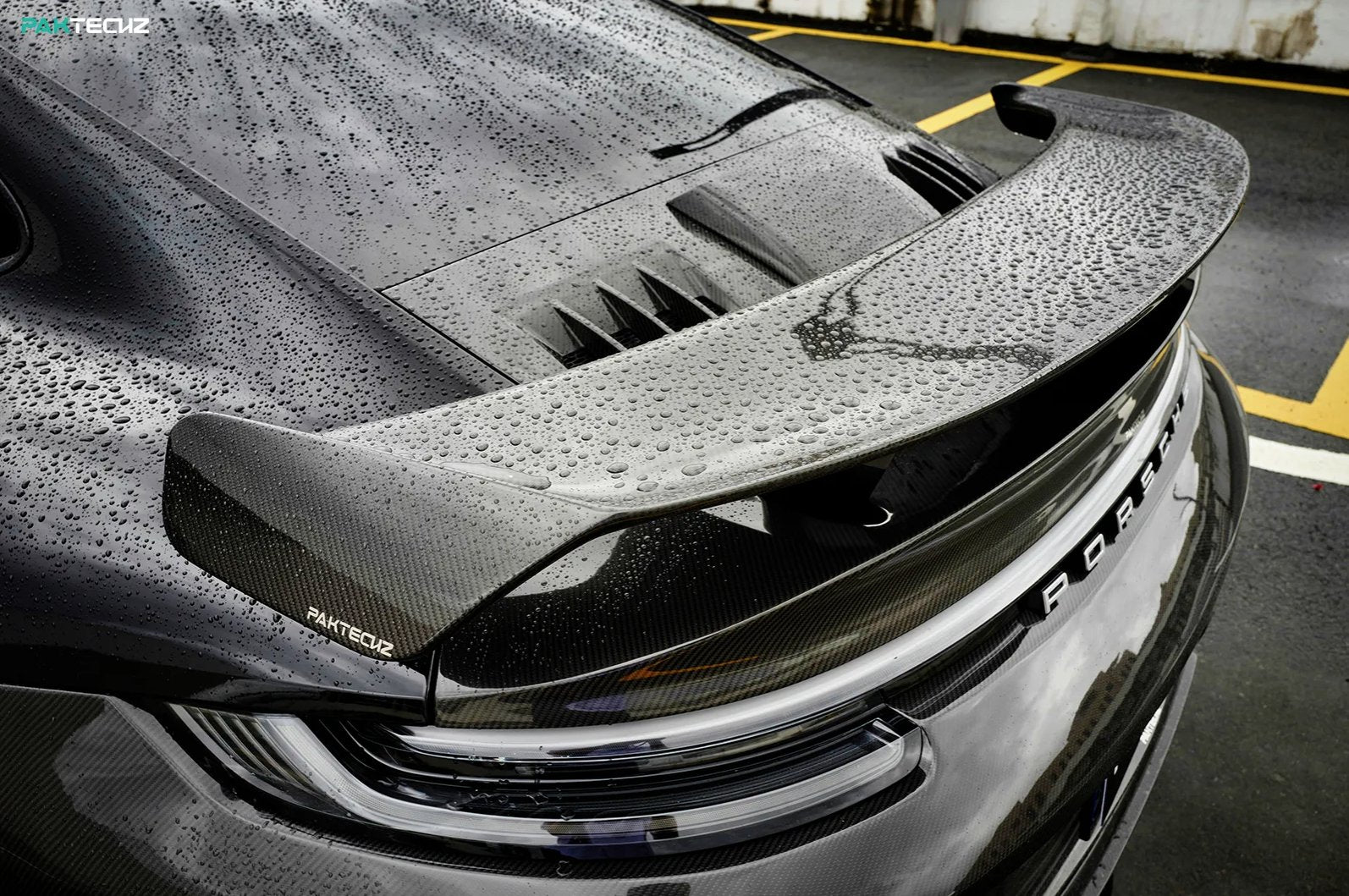 PAKTECKZ - PORSCHE 992 TURBO S DRY CARBON FIBRE REAR SPOILER - Aero Carbon UK