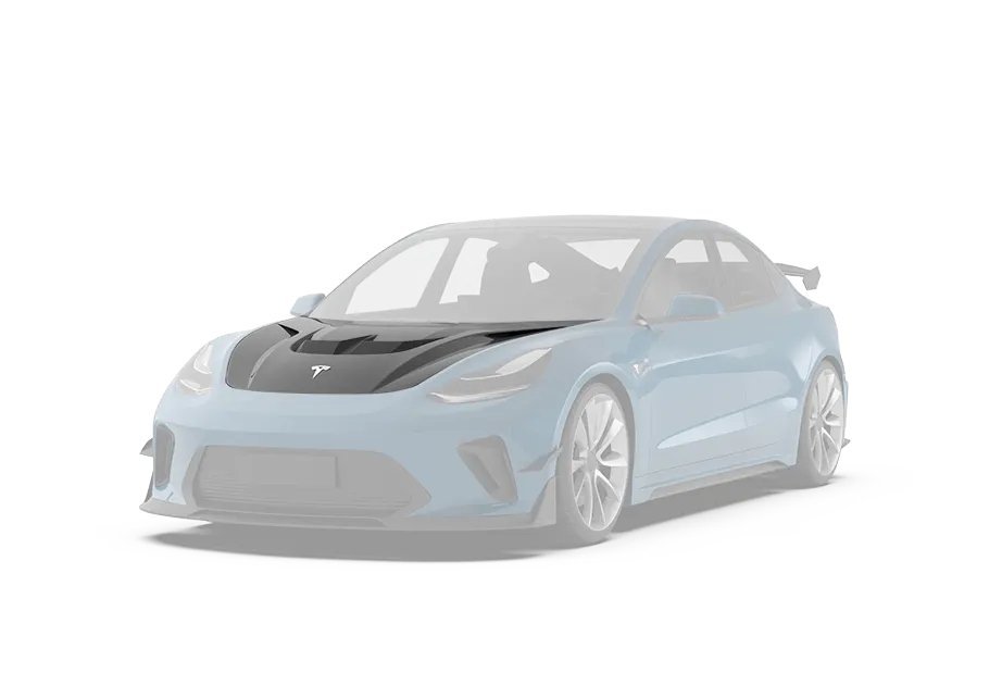 ROBOT - TESLA MODEL 3 HACKER V2 HOOD BONNET - Aero Carbon UK