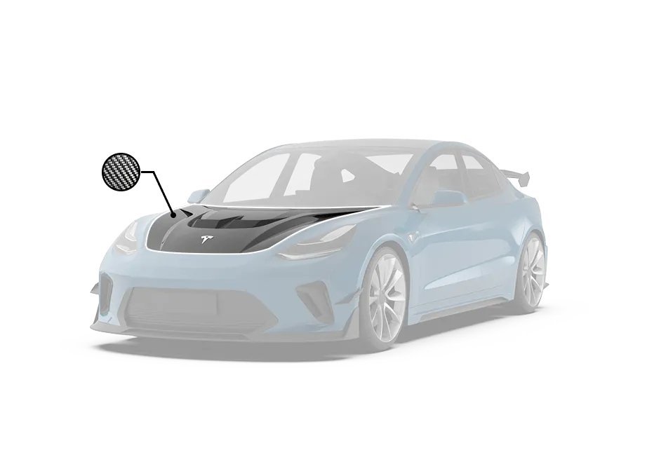 ROBOT - TESLA MODEL 3 HACKER V2 HOOD BONNET - Aero Carbon UK