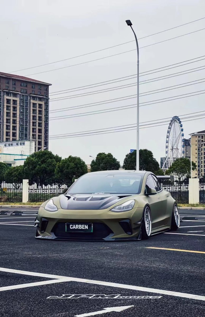 ROBOT - TESLA MODEL 3 HACKER WIDEBODY FRONT BUMPER AND FRONT LIP - Aero Carbon UK