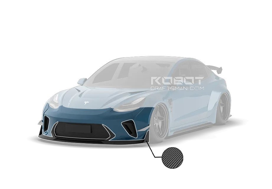 ROBOT - TESLA MODEL 3 HACKER WIDEBODY FRONT BUMPER AND FRONT LIP - Aero Carbon UK