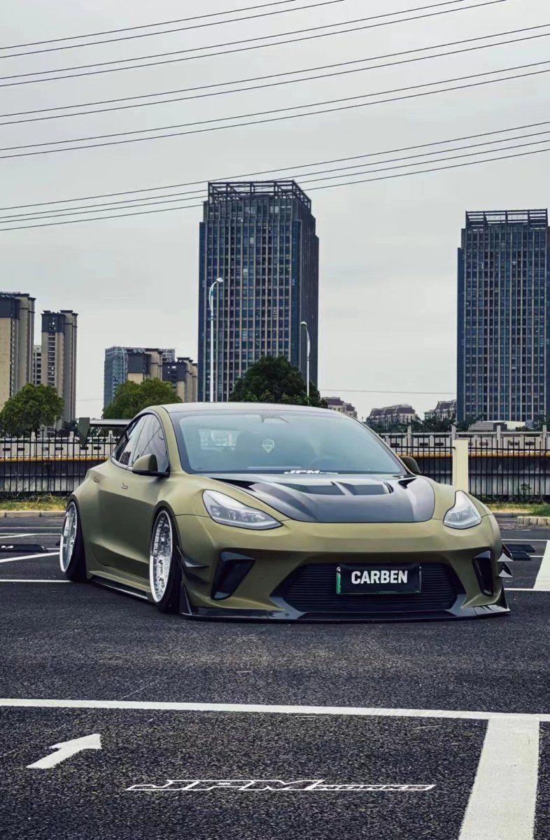 ROBOT - TESLA MODEL 3 HACKER WIDEBODY FRONT BUMPER AND FRONT LIP - Aero Carbon UK