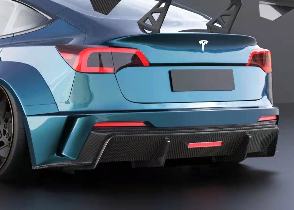 ROBOT - TESLA MODEL 3 HACKER WIDEBODY REAR BUMPER AND REAR DIFFUSER - Aero Carbon UK