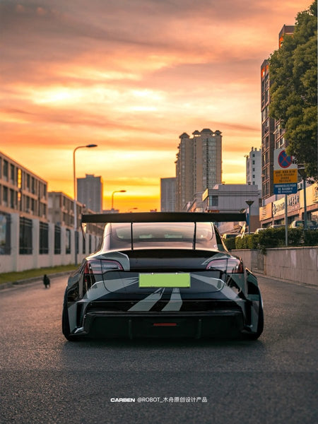 ROBOT - TESLA MODEL 3 HACKER WIDEBODY WHEEL ARCHES AND SIDE SKIRTS - Aero Carbon UK