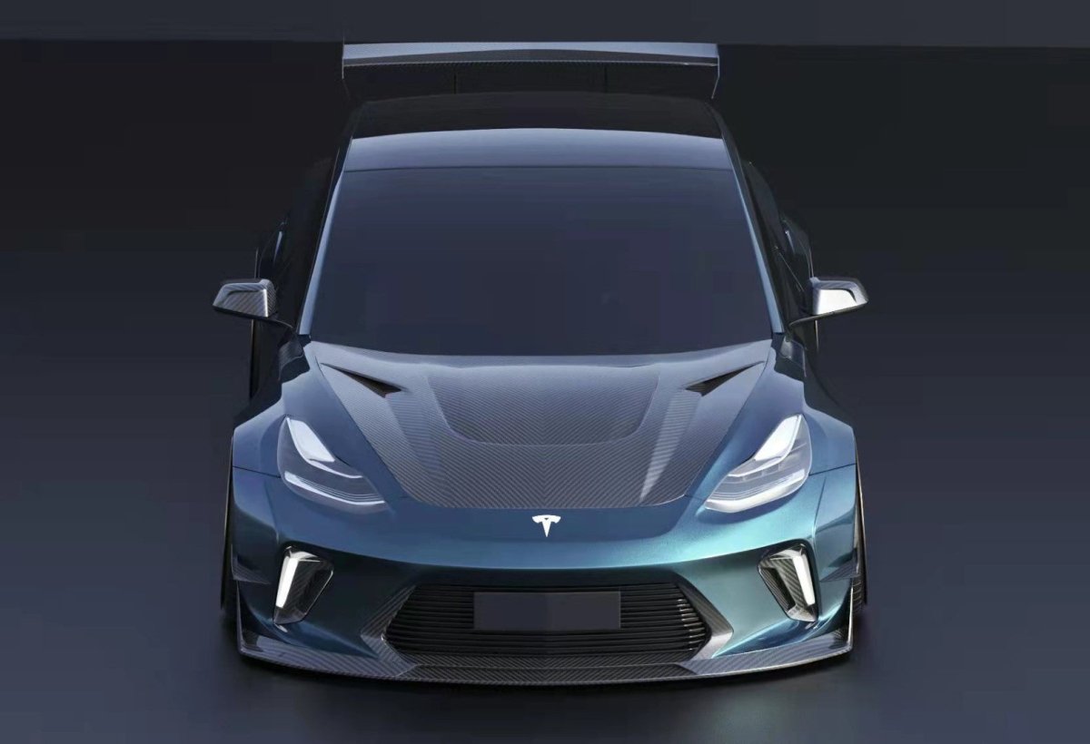 ROBOT - TESLA MODEL 3 HACKER WIDEBODY WHEEL ARCHES AND SIDE SKIRTS - Aero Carbon UK