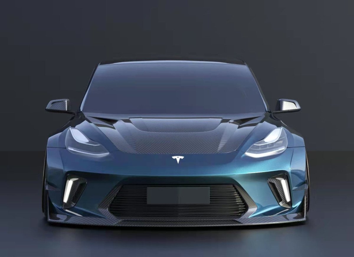 ROBOT - TESLA MODEL 3 HACKER WIDEBODY WHEEL ARCHES AND SIDE SKIRTS - Aero Carbon UK
