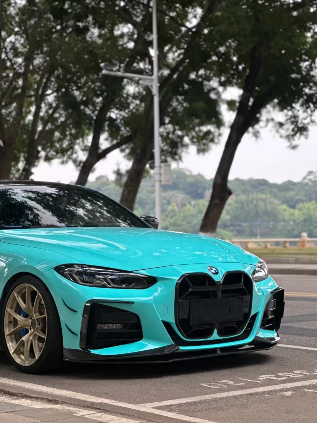 SOOQOO - BMW 4 SERIES G22 DRY CARBON FIBRE FRONT + REAR OVERLAYS CANARDS - Aero Carbon UK