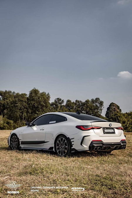 SOOQOO - BMW 4 SERIES G22 DRY CARBON FIBRE FRONT + REAR OVERLAYS CANARDS - Aero Carbon UK